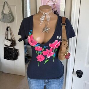 y2k 2000s abercrombie floral v neck top